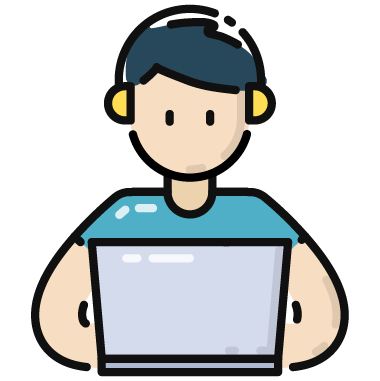 student at computer icon