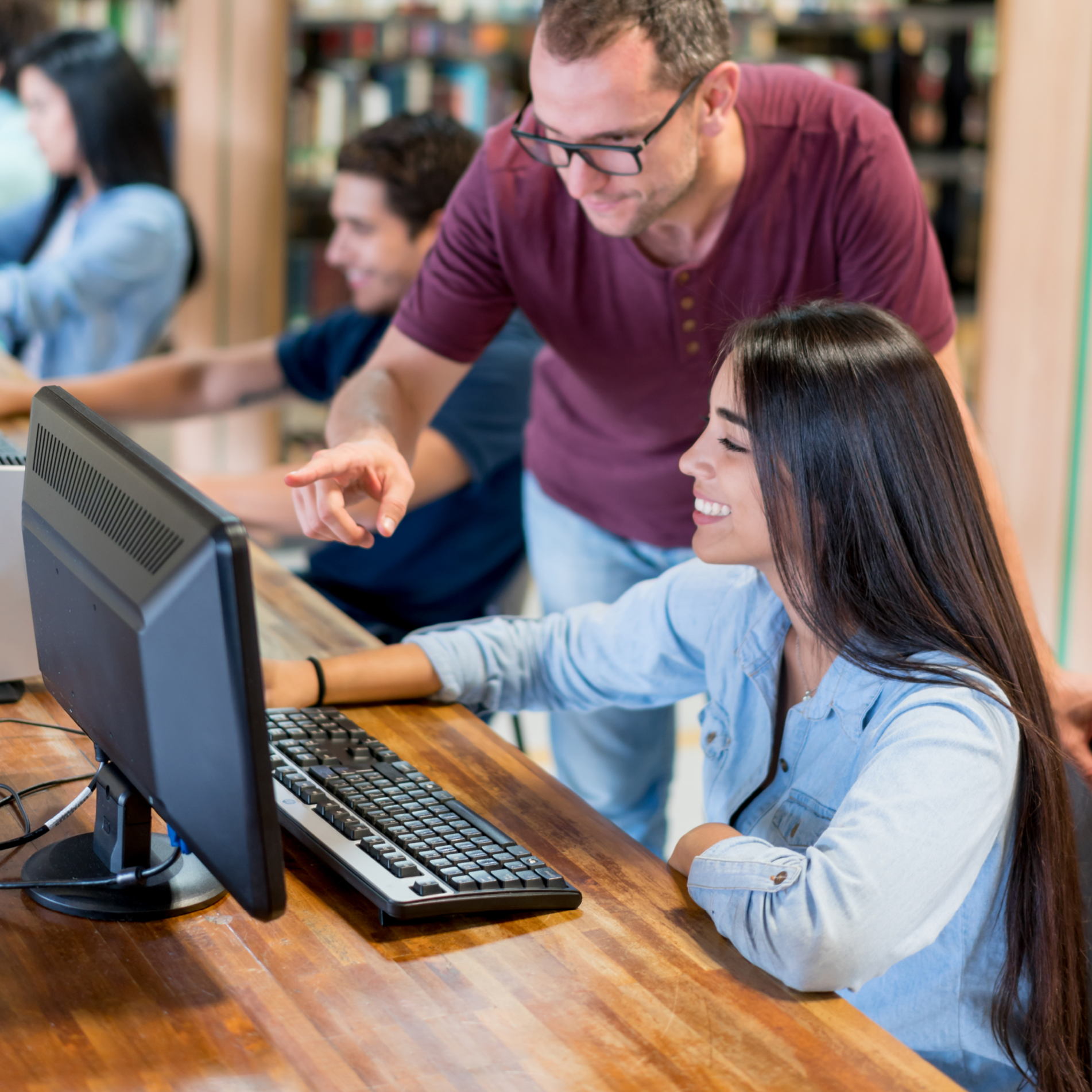 students at a computer